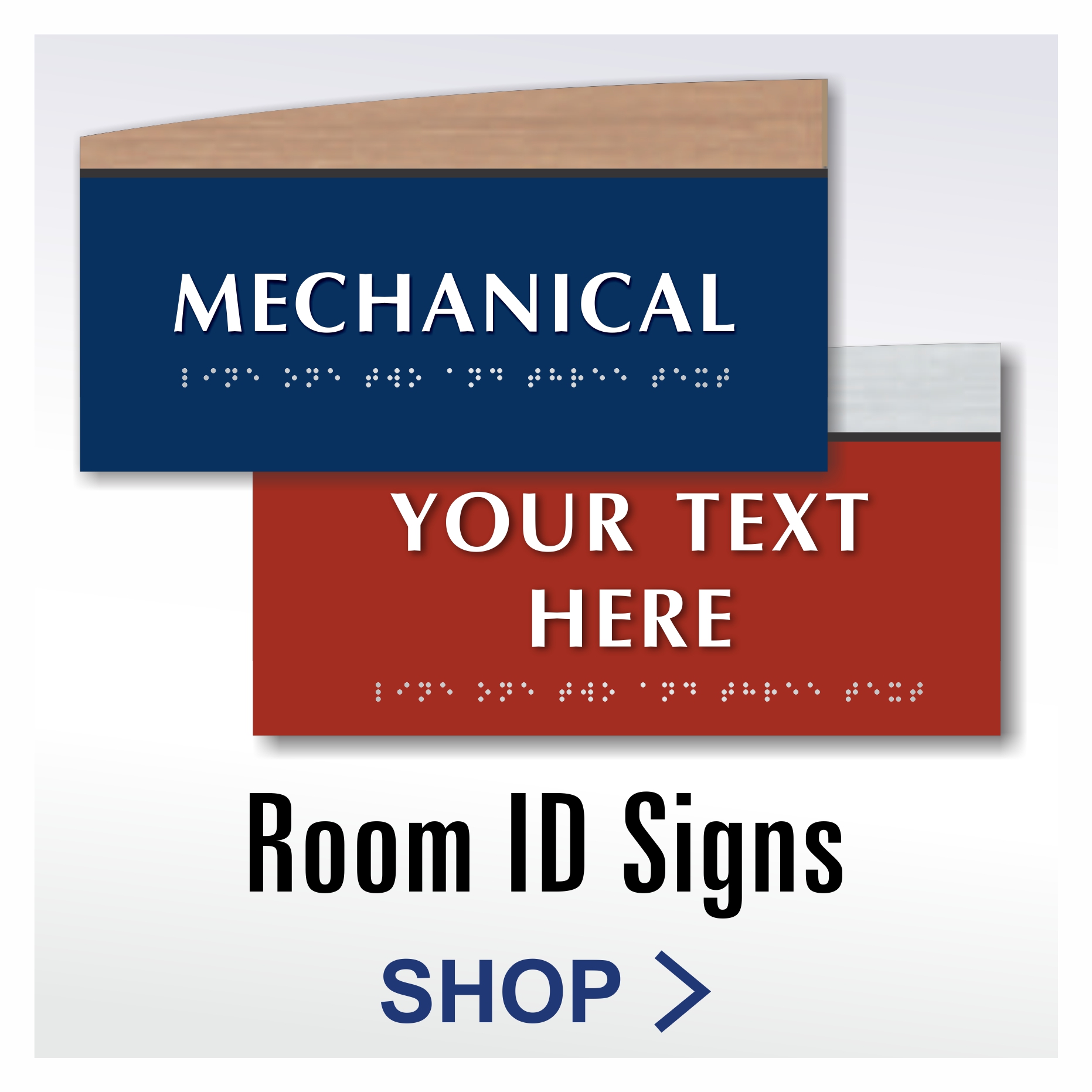 Wave Series Signs showing Room Identification code compliant signage